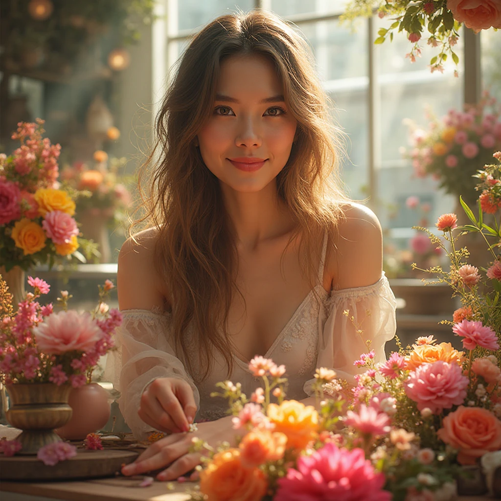 Pyxmeronaegrizan senior designer Marcus Reid working with native Australian flowers